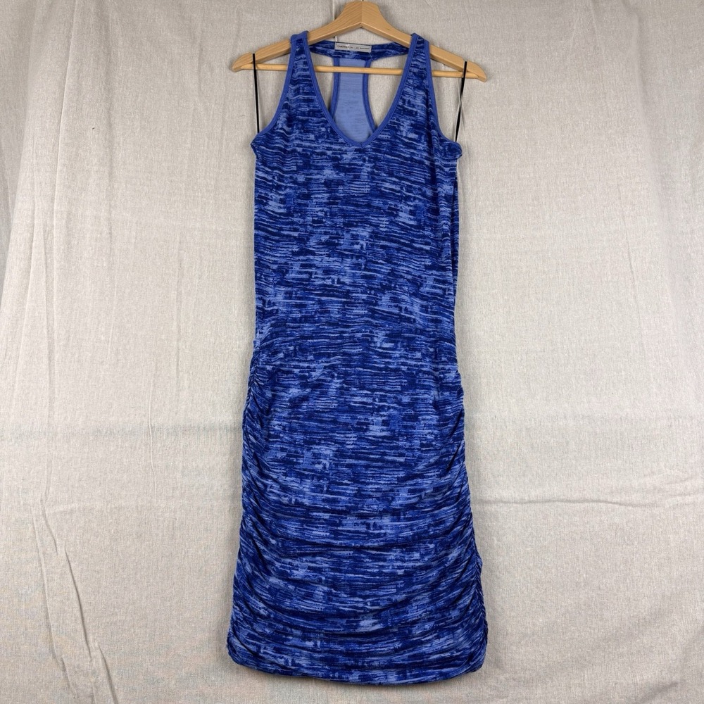 Athleta Blue Heathered Ruched Racerback‎ Sleeveless Dress Women Size XS